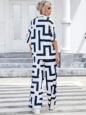 Gufrina Chic Women's Half Sleeve Shirt Collar Fort Open Top Co-Ords Set - Modern Geometric Print - Image 5