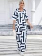 Gufrina Chic Women's Half Sleeve Shirt Collar Fort Open Top Co-Ords Set - Modern Geometric Print - Image 2